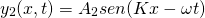  \[ y_2 (x,t) = A_2 sen (K x - \omega t) \] 