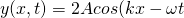 y (x,t) = 2 A cos (k x - \omega t