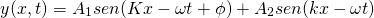  \[ y (x,t) = A_1 sen (K x - \omega t + \phi) + A_2 sen (k x - \omega t) \] 
